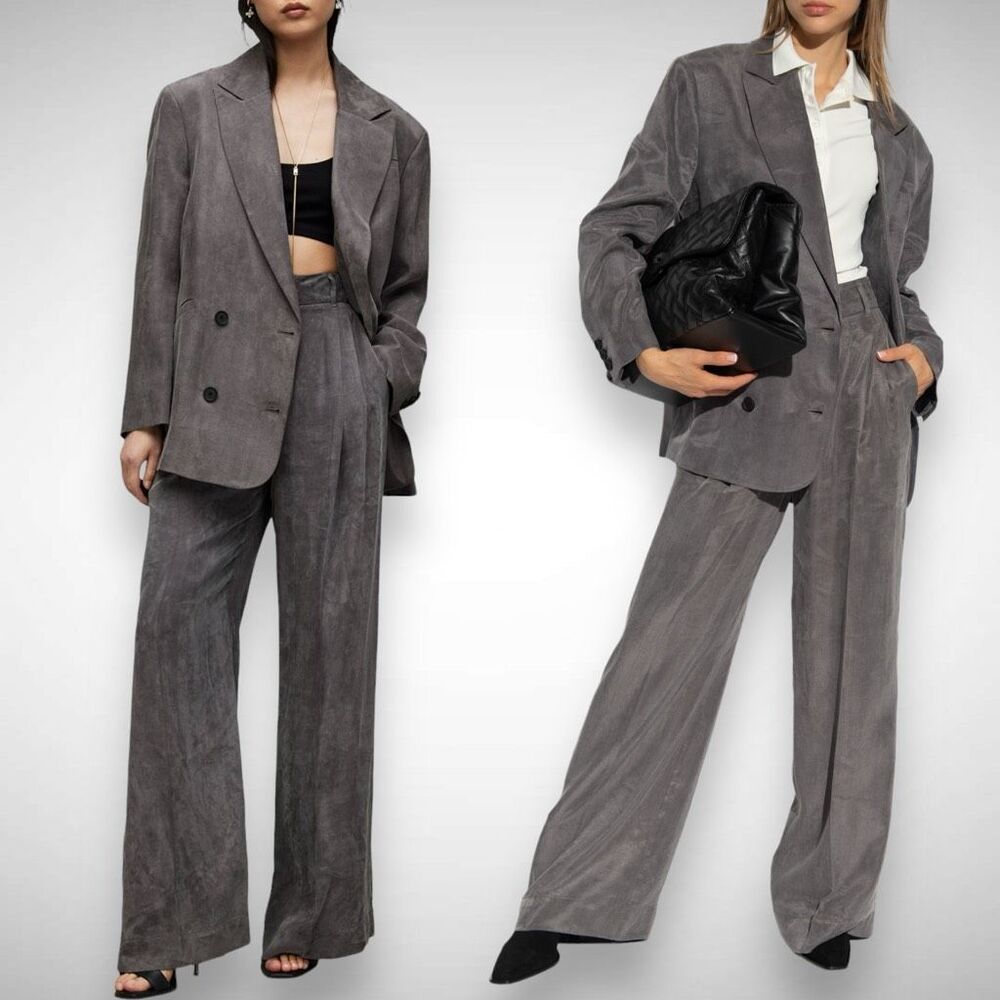 Allsaints Elle Double‎ Breasted Grey Blazer Size US 6 UK 10 Chic Timeless Clean